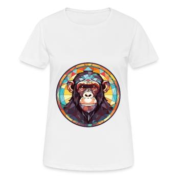 Schimpanse bunte Aquarell-Tierillustration - Frauen T-Shirt atmungsaktiv - Weiß - Vorne - AI Model Female 172 dark (172cm)