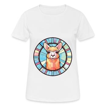Alpaca Colorful Watercolor Animal Pet Illustration - Women's Breathable T-Shirt - white - Front - AI Model Female 172 dark (172cm)