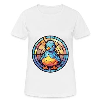 Chick Colorful Watercolor Animal Pet Illustration - Women's Breathable T-Shirt - white - Front - AI Model Female 172 dark (172cm)