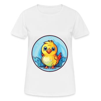 Chick Colorful Watercolor Animal Pet Illustration - Women's Breathable T-Shirt - white - Front - AI Model Female 172 dark (172cm)