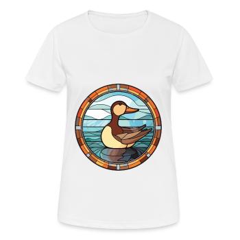 Bunte Aquarell-Tierhaustierillustration der Ente - Frauen T-Shirt atmungsaktiv - Weiß - Vorne - AI Model Female 172 dark (172cm)