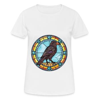 Corbeau Coloré Aquarelle Animal Animal De Compagnie Illustration - T-shirt respirant Femme - blanc - Devant - AI Model Female 172 dark (172cm)