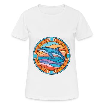 Illustration animale aquarelle colorée de dauphin - T-shirt respirant Femme - blanc - Devant - AI Model Female 172 dark (172cm)