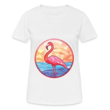 Flamingo Colorful Watercolor Animal Illustration - Women's Breathable T-Shirt - white - Front - AI Model Female 172 dark (172cm)