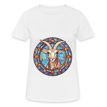 Goat Colorful Watercolor Animal Pet Illustration - Women's Breathable T-Shirt - white - Front - AI Model Female 172 dark (172cm)