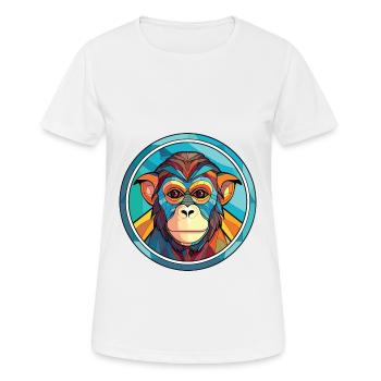 Monkey Colorful Watercolor Animal Pet Illustration - Women's Breathable T-Shirt - white - Front - AI Model Female 172 dark (172cm)