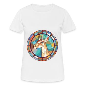 Saiga Colorful Watercolor Animal Pet Illustration - Women's Breathable T-Shirt - white - Front - AI Model Female 172 dark (172cm)
