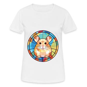 Hamster Colorful Watercolor Animal Illustration - Women's Breathable T-Shirt - white - Front - AI Model Female 172 dark (172cm)