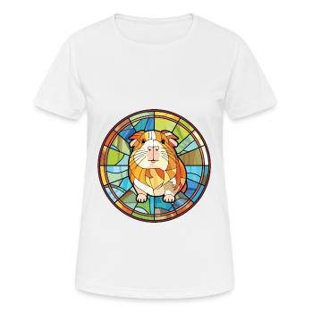 Guinea Pig Colorful Watercolor Animal Illustration - Women's Breathable T-Shirt - white - Front - AI Model Female 172 dark (172cm)