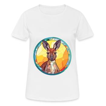 Kangaroo Colorful Watercolor Animal Illustration - Women's Breathable T-Shirt - white - Front - AI Model Female 172 dark (172cm)