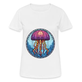 Qualle bunte Aquarell-Tier-Illustration - Frauen T-Shirt atmungsaktiv - Weiß - Vorne - AI Model Female 172 dark (172cm)