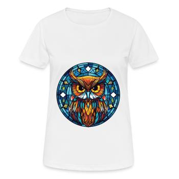 Eule buntes Aquarell Tier Haustier Illustration - Frauen T-Shirt atmungsaktiv - Weiß - Vorne - AI Model Female 172 dark (172cm)