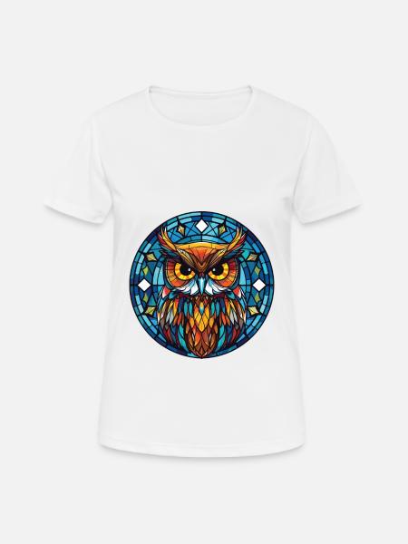 Eule buntes Aquarell Tier Haustier Illustration - Andningsaktiv T-shirt dam - vit