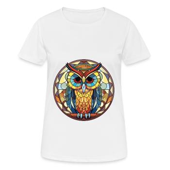 Eule buntes Aquarell Tier Haustier Illustration - Frauen T-Shirt atmungsaktiv - Weiß - Vorne - AI Model Female 172 dark (172cm)