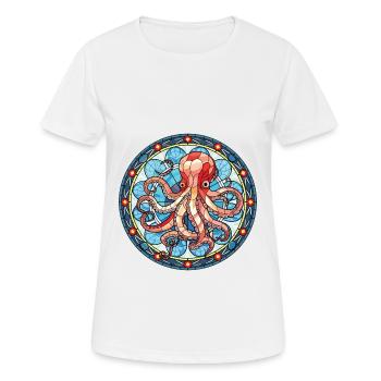 Oktopus bunte Aquarell-Tier-Illustration - Frauen T-Shirt atmungsaktiv - Weiß - Vorne - AI Model Female 172 dark (172cm)
