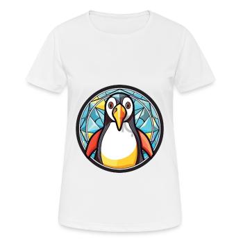Penguin Colorful Watercolor Animal Illustration - Women's Breathable T-Shirt - white - Front - AI Model Female 172 dark (172cm)