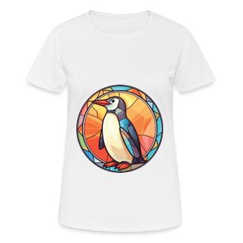 Penguin Colorful Watercolor Animal Illustration - Women's Breathable T-Shirt - white - Front - AI Model Female 172 dark (172cm)