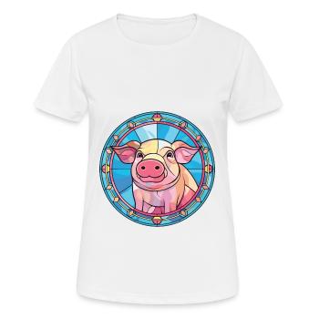 Cochon Coloré Aquarelle Animal Animal Illustration - T-shirt respirant Femme - blanc - Devant - AI Model Female 172 dark (172cm)
