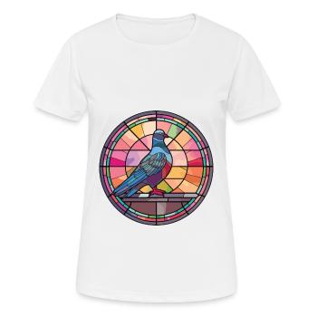 Pigeon Colorful Watercolor Animal Pet Illustration - Women's Breathable T-Shirt - white - Front - AI Model Female 172 dark (172cm)