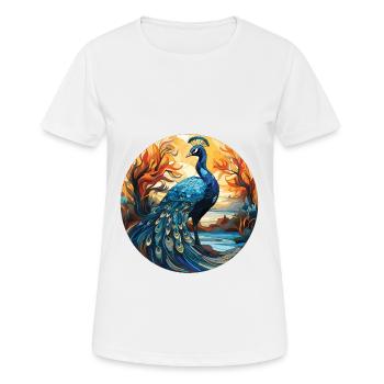 Peacock Colorful Watercolor Animal Illustration - Women's Breathable T-Shirt - white - Front - AI Model Female 172 dark (172cm)