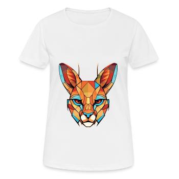 Bunte Aquarell-Tierillustration von Caracal - Frauen T-Shirt atmungsaktiv - Weiß - Vorne - AI Model Female 172 dark (172cm)