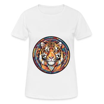 Tiger Colorful Watercolor Animal Pet Illustration - Women's Breathable T-Shirt - white - Front - AI Model Female 172 dark (172cm)