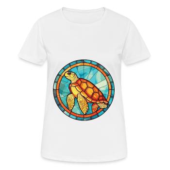 Bunte Aquarell-Tierhaustierillustration der Schildkröte - Frauen T-Shirt atmungsaktiv - Weiß - Vorne - AI Model Female 172 dark (172cm)