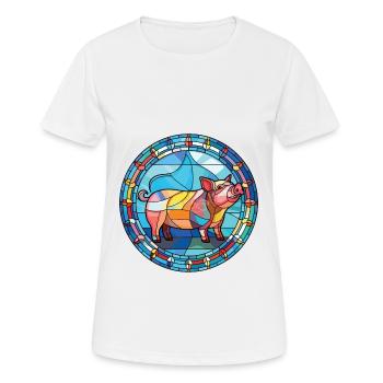 Cochon Aquarelle Colorée Animal Illustration D’animaux De Compagnie - T-shirt respirant Femme - blanc - Devant - AI Model Female 172 dark (172cm)