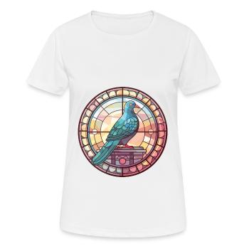 Pigeon Colorful Watercolor Animal Pet Illustration - Women's Breathable T-Shirt - white - Front - AI Model Female 172 dark (172cm)