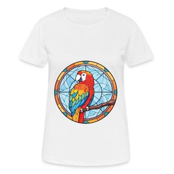 Parrot Colorful Watercolor Animal Pet Illustration - Women's Breathable T-Shirt - white - Front - AI Model Female 172 dark (172cm)