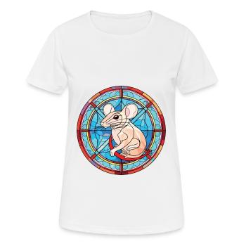 Rat Colorful Watercolor Animal Pet Illustration - Women's Breathable T-Shirt - white - Front - AI Model Female 172 dark (172cm)