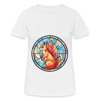 Squirrel Colorful Watercolor Animal Illustration - Women's Breathable T-Shirt - white - Front - AI Model Female 172 dark (172cm)