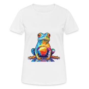 Bunte Aquarell-Tierhaustierillustration des Frosches - Frauen T-Shirt atmungsaktiv - Weiß - Vorne - AI Model Female 172 dark (172cm)