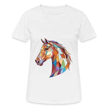 Horse Colorful Watercolor Animal Pet Illustration - Women's Breathable T-Shirt - white - Front - AI Model Female 172 dark (172cm)