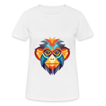 Monkey Marmoset Colorful Watercolor Animal Cartoon - Women's Breathable T-Shirt - white - Front - AI Model Female 172 dark (172cm)