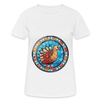 Turkey Pet Colorful Watercolor Animal Illustration - Women's Breathable T-Shirt - white - Front - AI Model Female 172 dark (172cm)