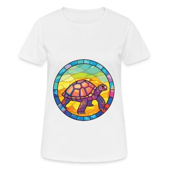 Illustration animale aquarelle colorée de tortue - T-shirt respirant Femme - blanc - Devant - AI Model Female 172 dark (172cm)