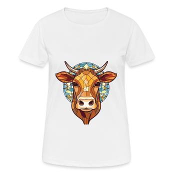 Kuh, Buntes, Aquarell, Tier, Haustier, Illustration - Frauen T-Shirt atmungsaktiv - Weiß - Vorne - AI Model Female 172 dark (172cm)