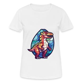 Bunte Aquarell-Tierillustration des Dinosauriers - Frauen T-Shirt atmungsaktiv - Weiß - Vorne - AI Model Female 172 dark (172cm)