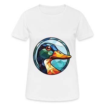 Bunte Aquarell-Tierhaustierillustration der Ente - Frauen T-Shirt atmungsaktiv - Weiß - Vorne - AI Model Female 172 dark (172cm)