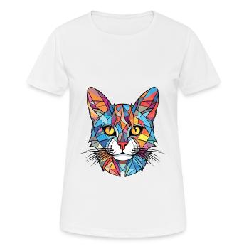 European Shorthaired Domestic Cat Breed Colorful - Women's Breathable T-Shirt - white - Front - AI Model Female 172 dark (172cm)