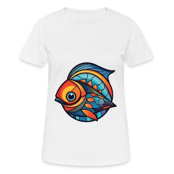 Fish Colorful Watercolor Animal Pet Illustration - Women's Breathable T-Shirt - white - Front - AI Model Female 172 dark (172cm)