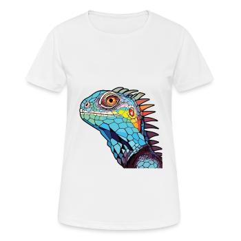 Iguana Colorful Watercolor Animal Pet Illustration - Women's Breathable T-Shirt - white - Front - AI Model Female 172 dark (172cm)
