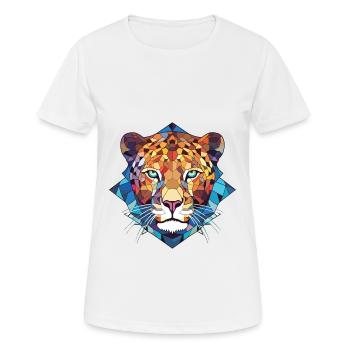 Leopard Colorful Watercolor Animal Illustration - Women's Breathable T-Shirt - white - Front - AI Model Female 172 dark (172cm)