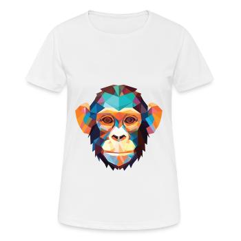 Affe Schimpanse buntes Aquarell Tier Haustier - Frauen T-Shirt atmungsaktiv - Weiß - Vorne - AI Model Female 172 dark (172cm)
