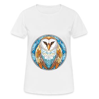 Bunte Aquarell-Tierillustration der Schleiereule - Frauen T-Shirt atmungsaktiv - Weiß - Vorne - AI Model Female 172 dark (172cm)