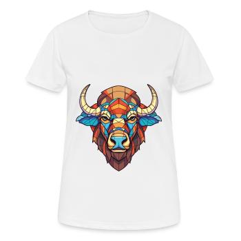 Bison African Buffalo Colorful Watercolor Animal - Women's Breathable T-Shirt - white - Front - AI Model Female 172 dark (172cm)
