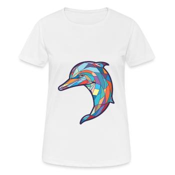 Illustration animale aquarelle colorée de dauphin - T-shirt respirant Femme - blanc - Devant - AI Model Female 172 dark (172cm)