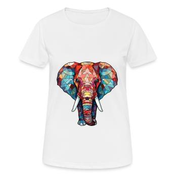 Bunte Aquarell-Tierillustration des Elefanten - Frauen T-Shirt atmungsaktiv - Weiß - Vorne - AI Model Female 172 dark (172cm)