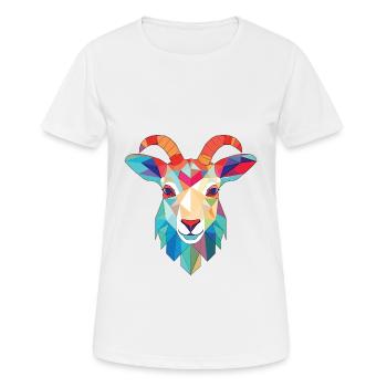 Goat Colorful Watercolor Animal Pet Illustration - Women's Breathable T-Shirt - white - Front - AI Model Female 172 dark (172cm)